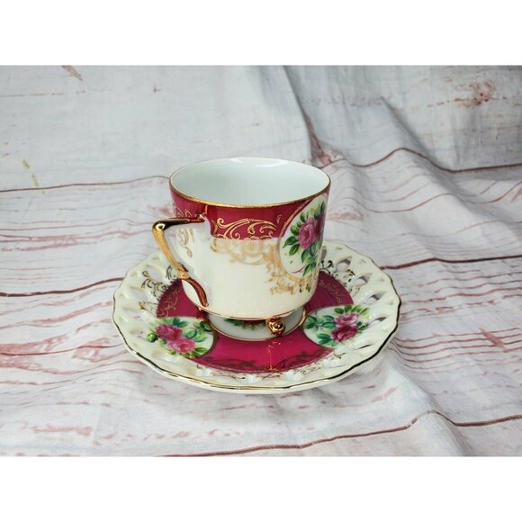 L M Royal Halsey Very Fine Japan Tea Cup & Saucer Set – Gold Trim & Elegant - Picture 3 of 12